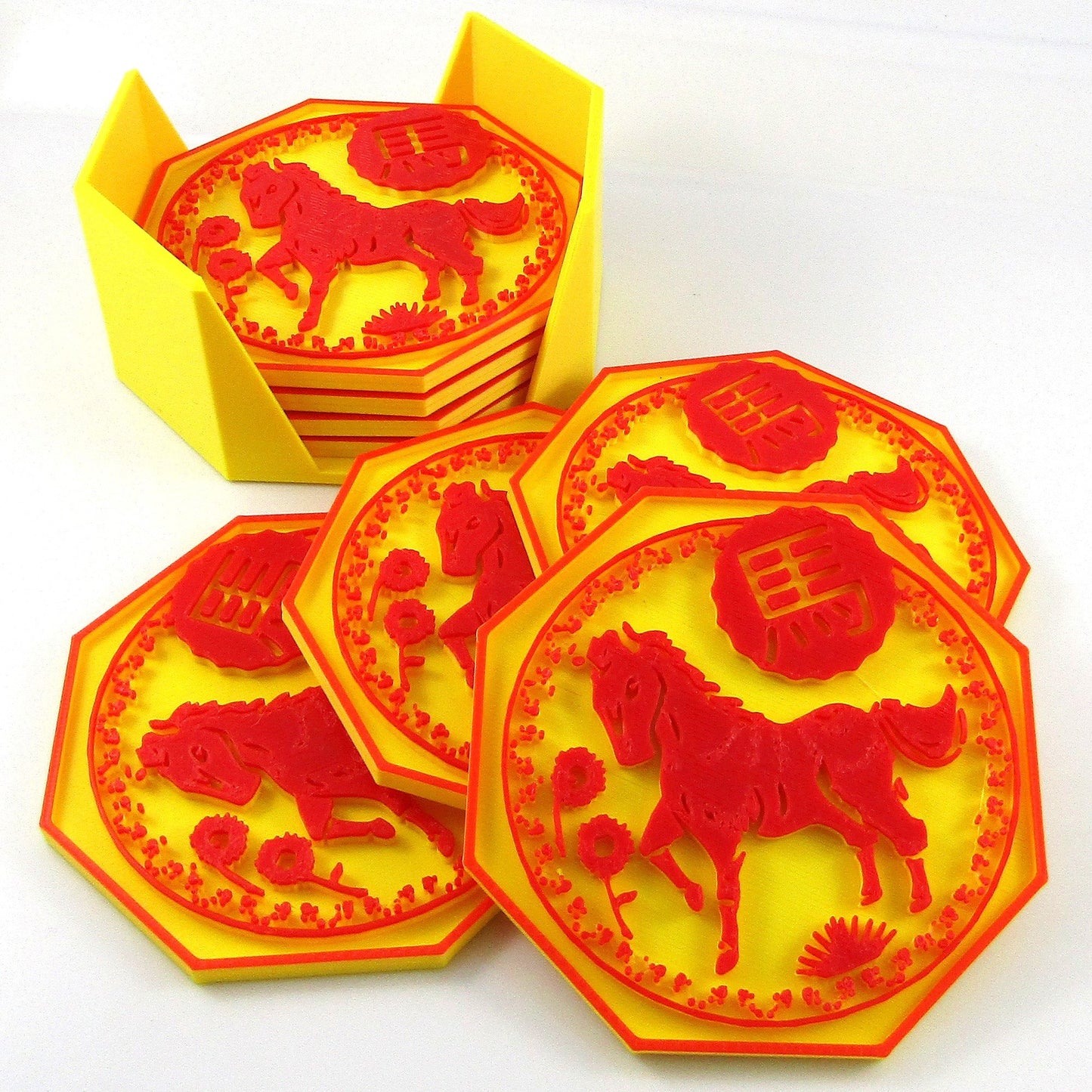 Chinese New Year of the Horse Drink Coaster,Single or Set of 8 with holder