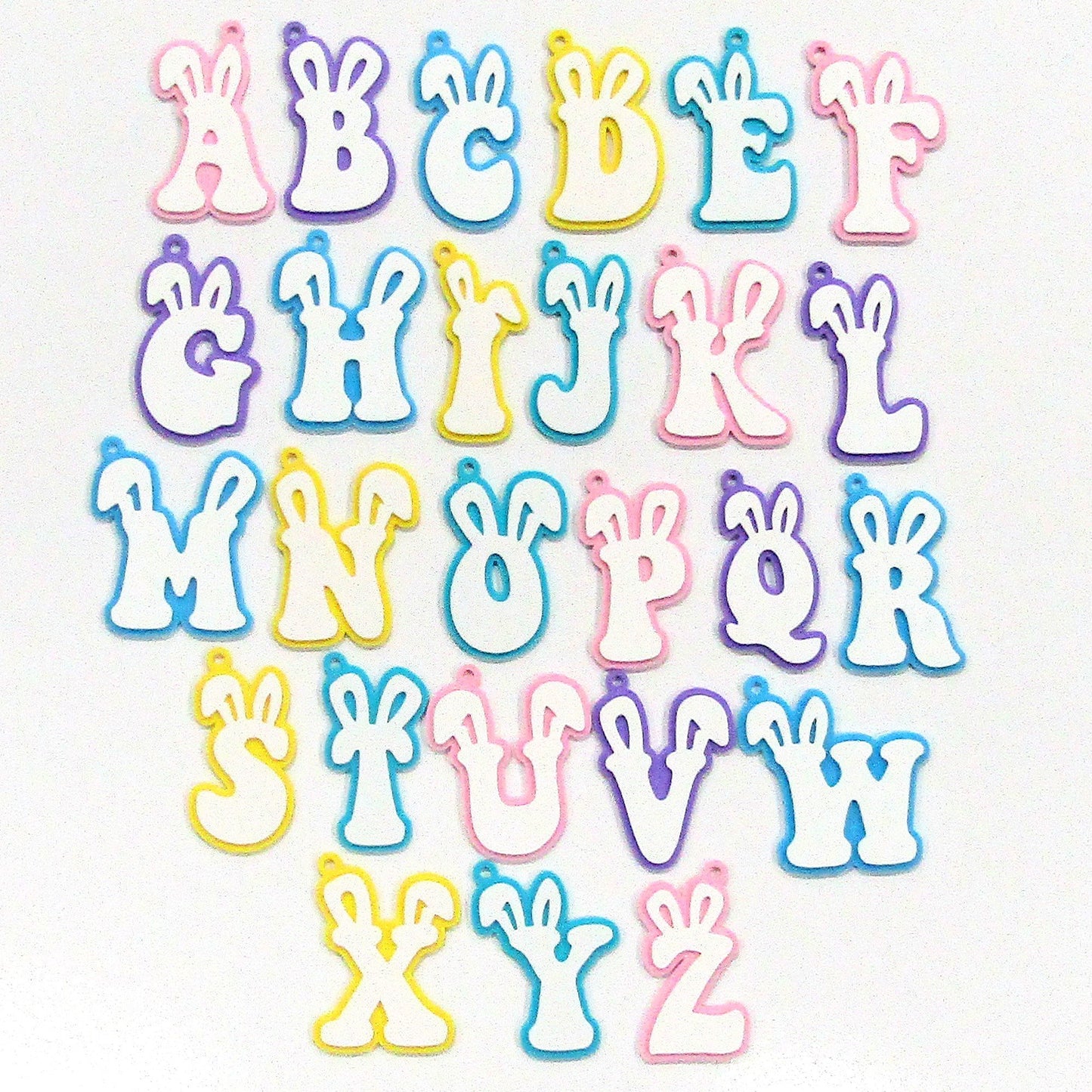 Bunny Ears Initial Charm Keychain with Easter Carrot & Tassel Select Initial