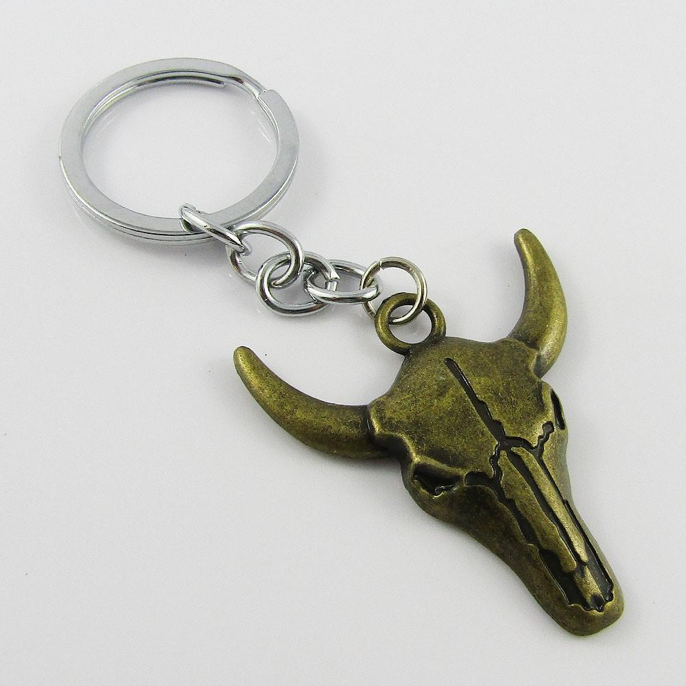 Single Sided Oxen Head Keychain Keyring 95mm