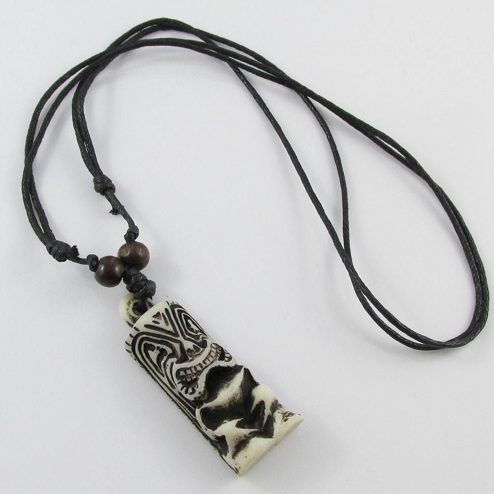 Maori Style Adjustable Cord Resin 3D Totem Pou Whenua Charm Necklace 48-88cm