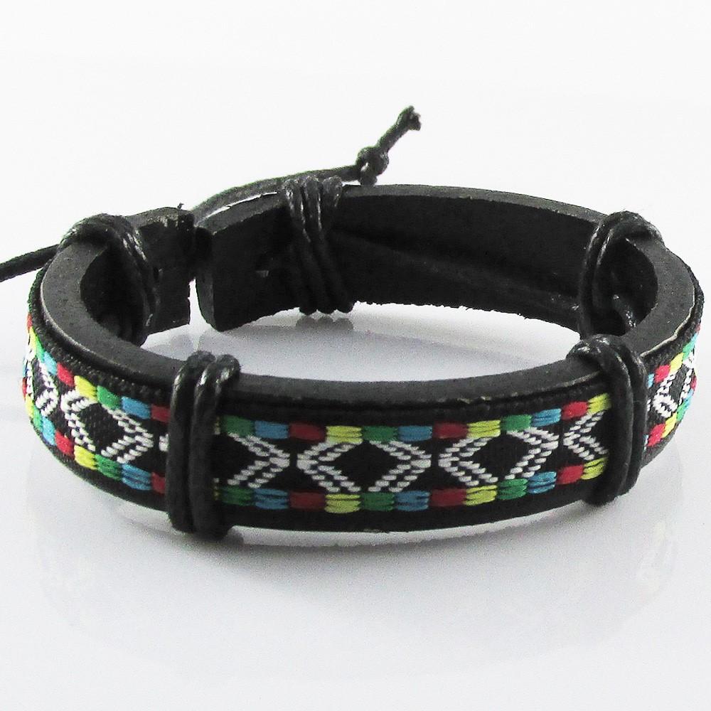 Unisex PU Cord Surfer Cuff Bracelet Adjustable Select Colour & Design