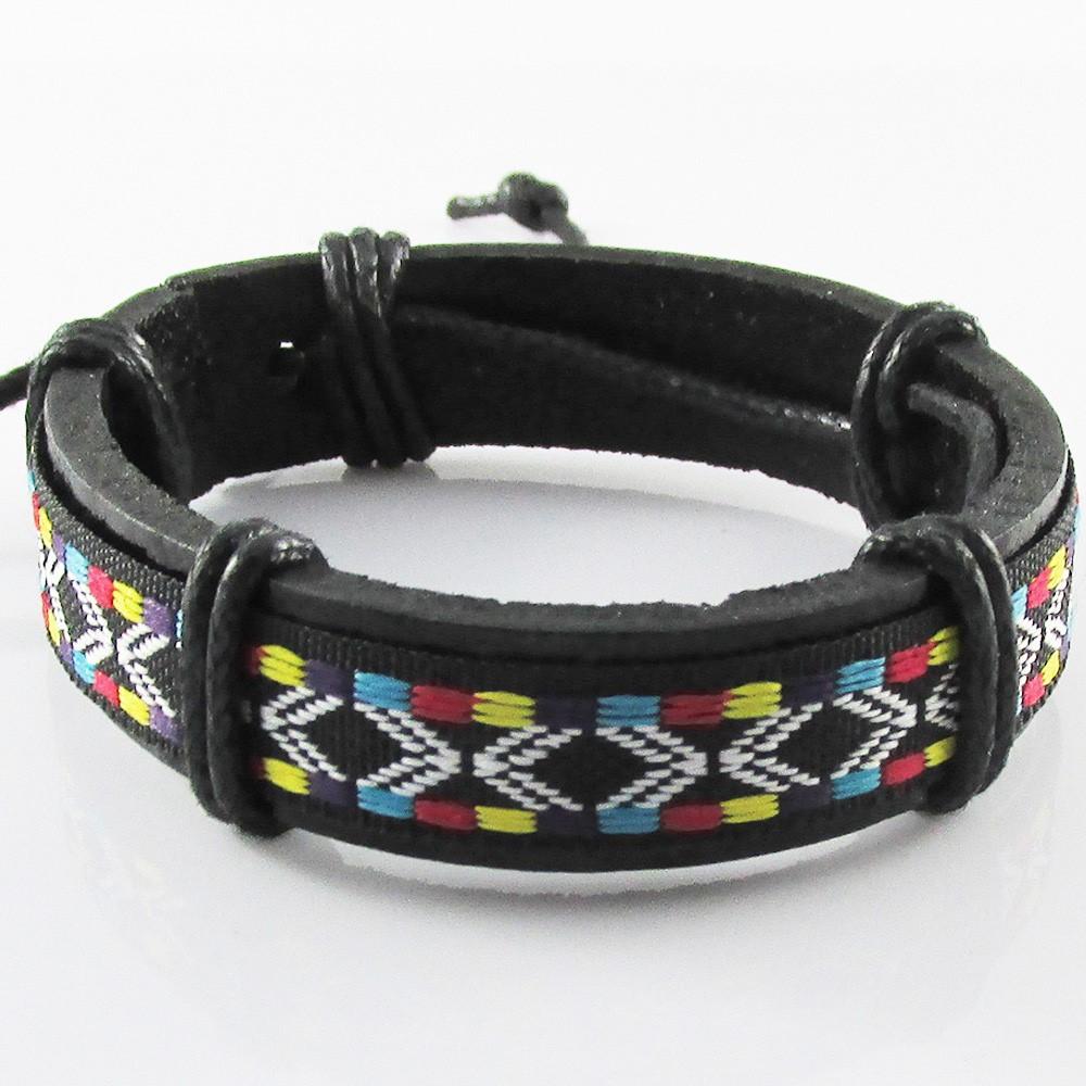 Unisex PU Cord Surfer Cuff Bracelet Adjustable Select Colour & Design