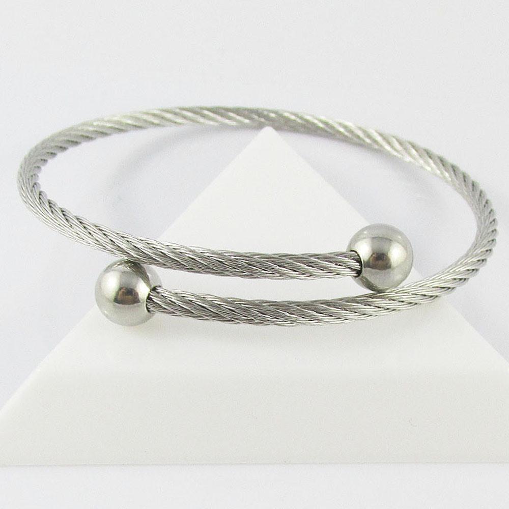 304 Stainless Steel Cable Torque Bangle Bracelet 60mm Dia