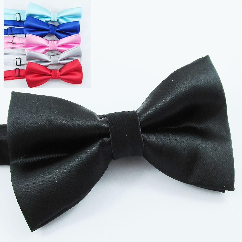 Classic Solid Colour Bowtie Tie Soft Touch Polyester Adjustable Select Colour