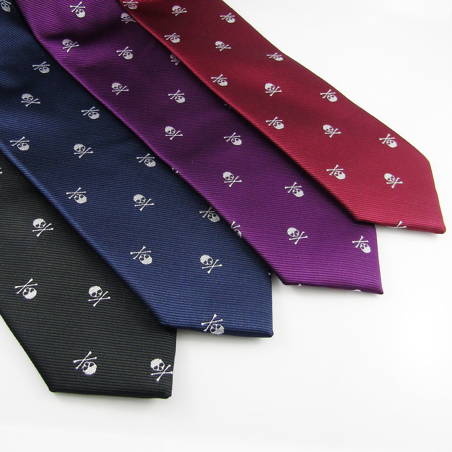Mens Skull & Crossbones Tie Soft Touch Polyester 1450mm Select Colour