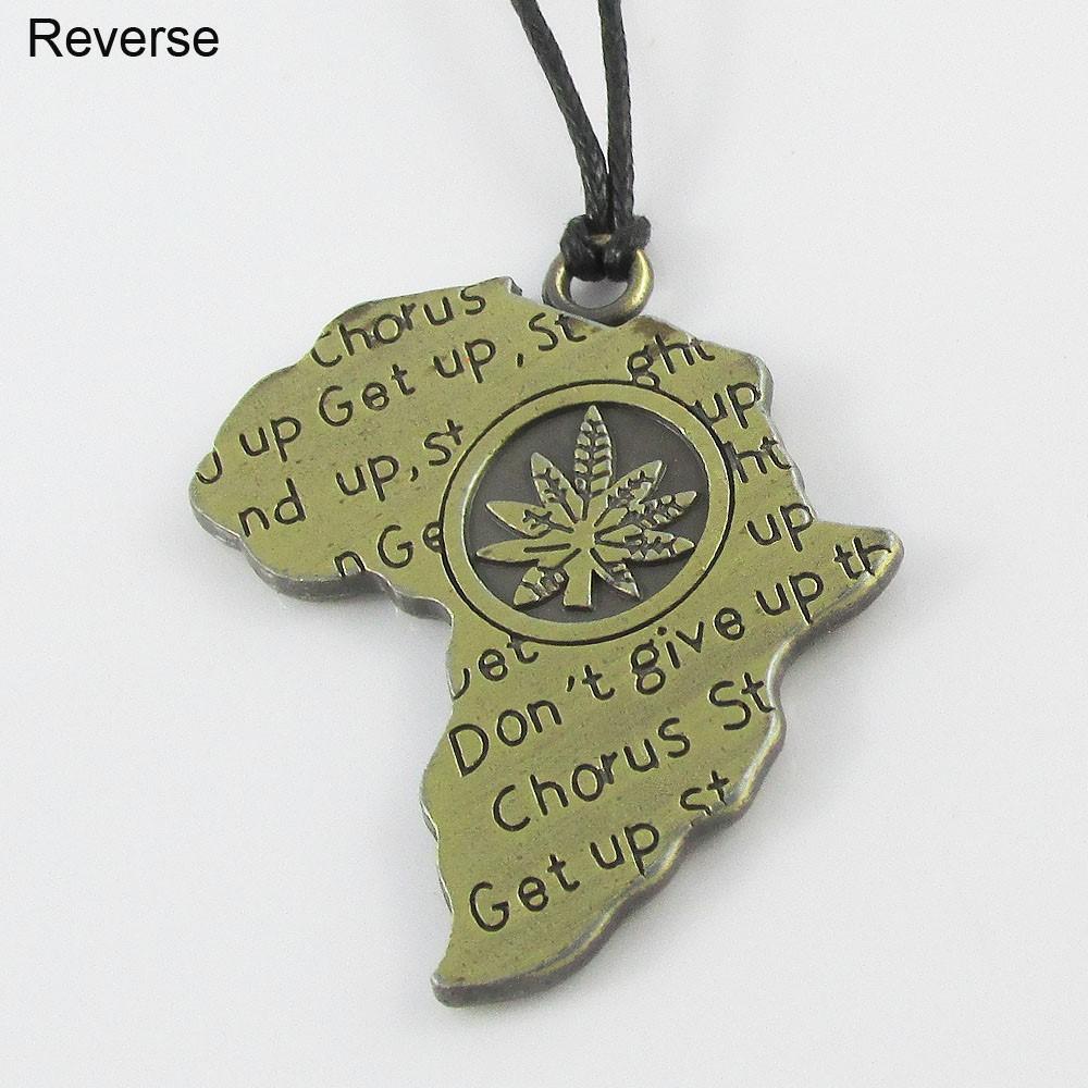 Antique Bronze Bob Marley Map Charm Necklace Black Cord Adjustable 40-70cm