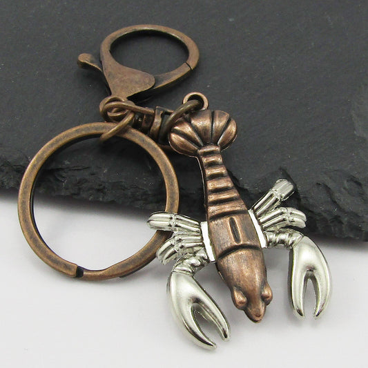 Two Tone Lobster Keychain Keyring Antique Copper 110mm