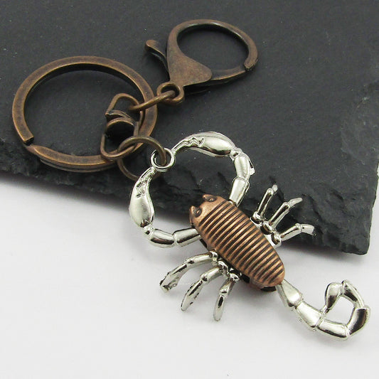 Two Tone Scorpion Keychain Keyring Antique Copper 115mm