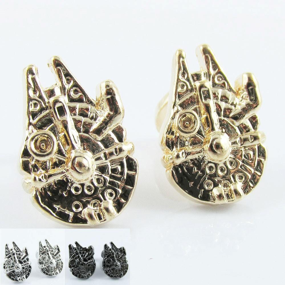 Starwars Inspired Spaceship Cufflinks FREE Black Gift Bag! Select Colour