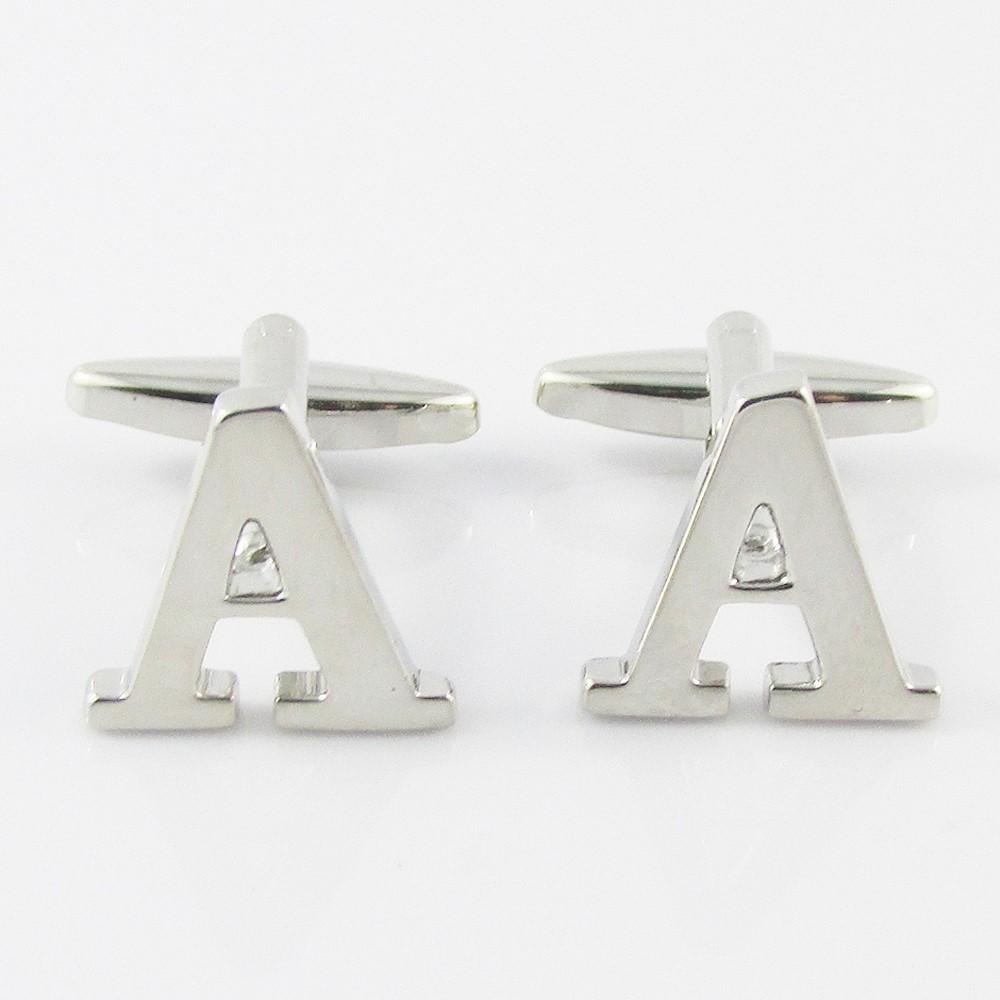 Silver Brass A-Z Letter Initial Monogram Cufflinks FREE Gift Bag! Select Letter