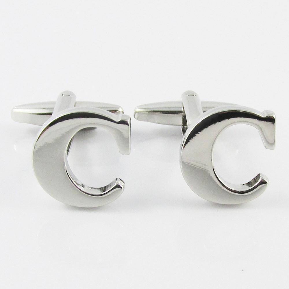Silver Brass A-Z Letter Initial Monogram Cufflinks FREE Gift Bag! Select Letter