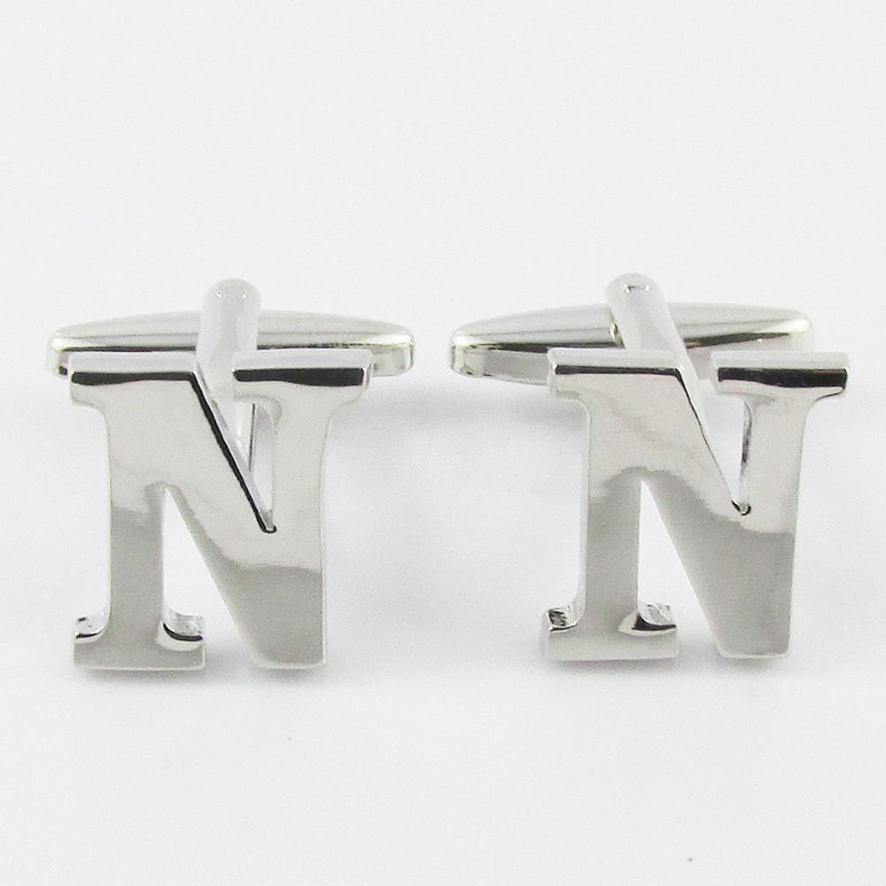 Silver Brass A-Z Letter Initial Monogram Cufflinks FREE Gift Bag! Select Letter