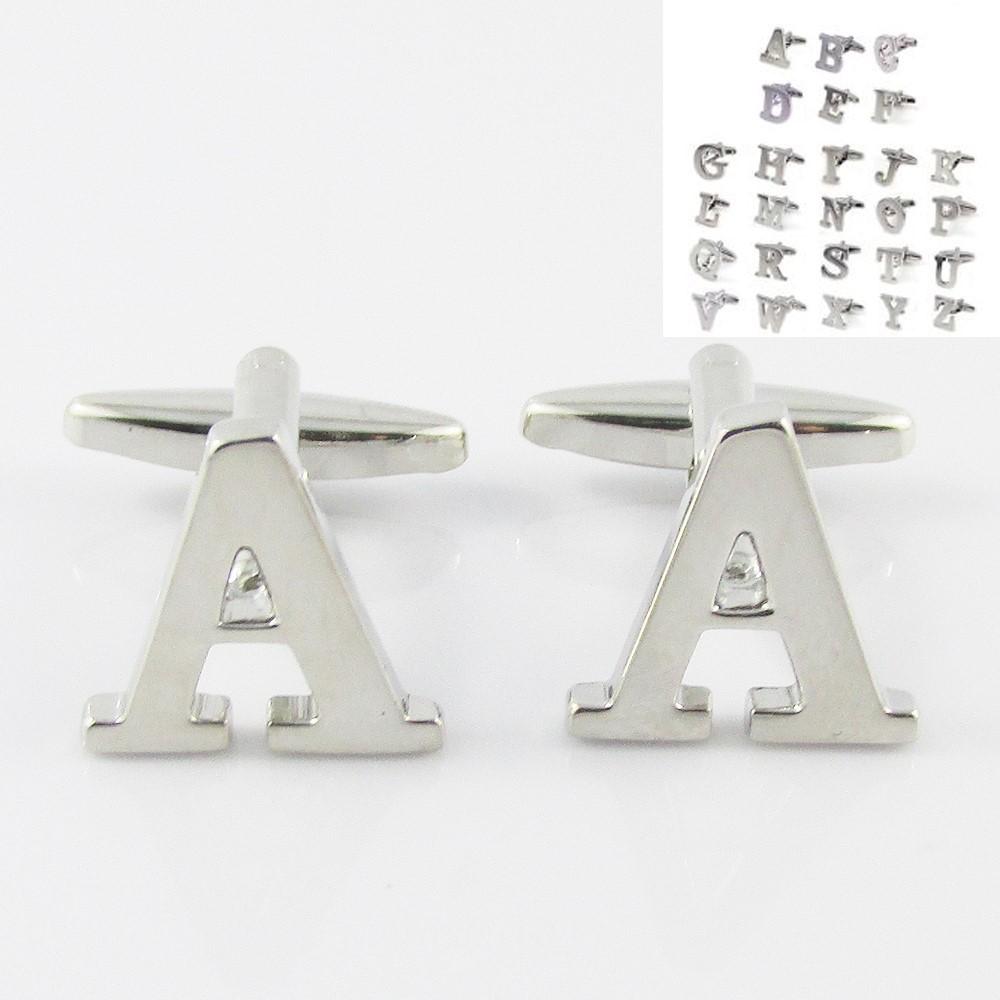 Silver Brass A-Z Letter Initial Monogram Cufflinks FREE Gift Bag! Select Letter