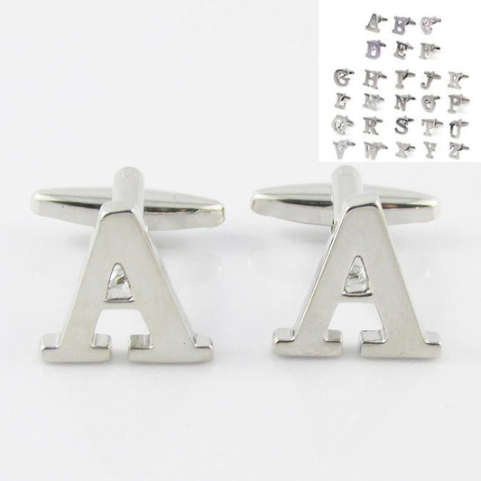 Silver Brass A-Z Letter Initial Monogram Cufflinks FREE Gift Bag! Select Letter