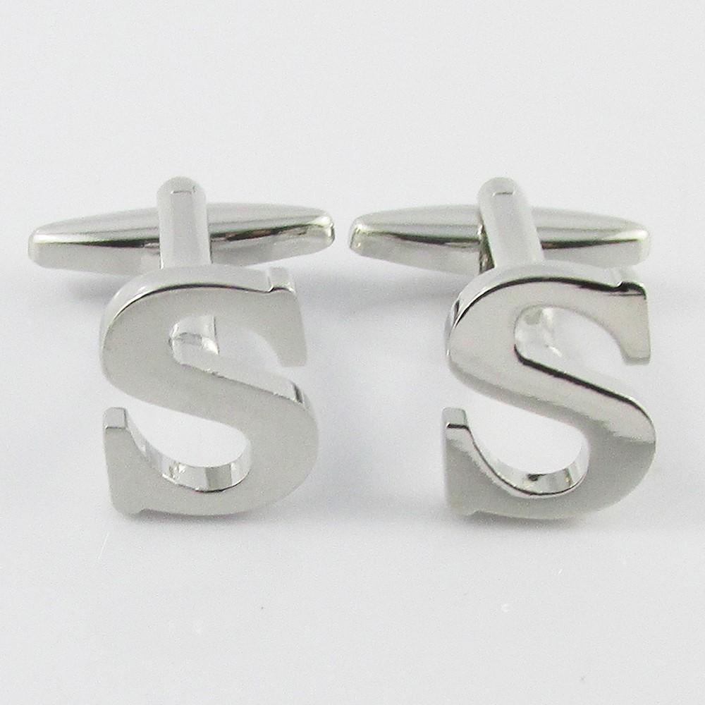 Silver Brass A-Z Letter Initial Monogram Cufflinks FREE Gift Bag! Select Letter