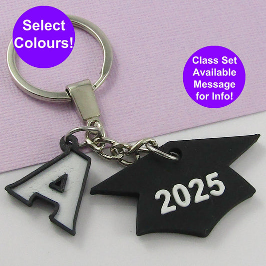 2025 Personalised Graduation Cap & Initial Keychain Select Initial and Colours