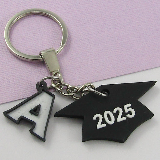 2025 Personalised Graduation Cap & Initial Keychain Select Initial and Colours