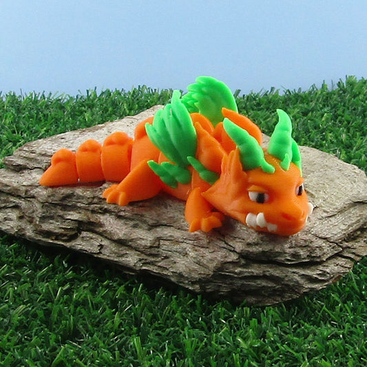 SkyEmber Feathered Flame Dragon 3D Articulated 90mm Dragon Fidget Toy Desk Decor