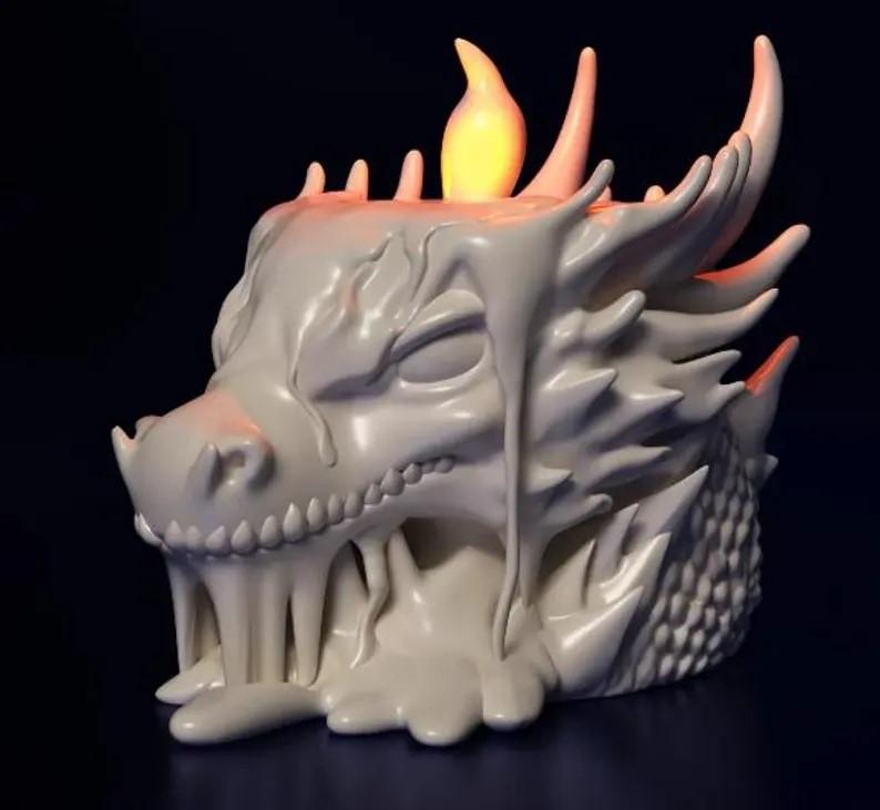 Dragon Head Tealight Holder Fantasy Decor for the Dragon Lover