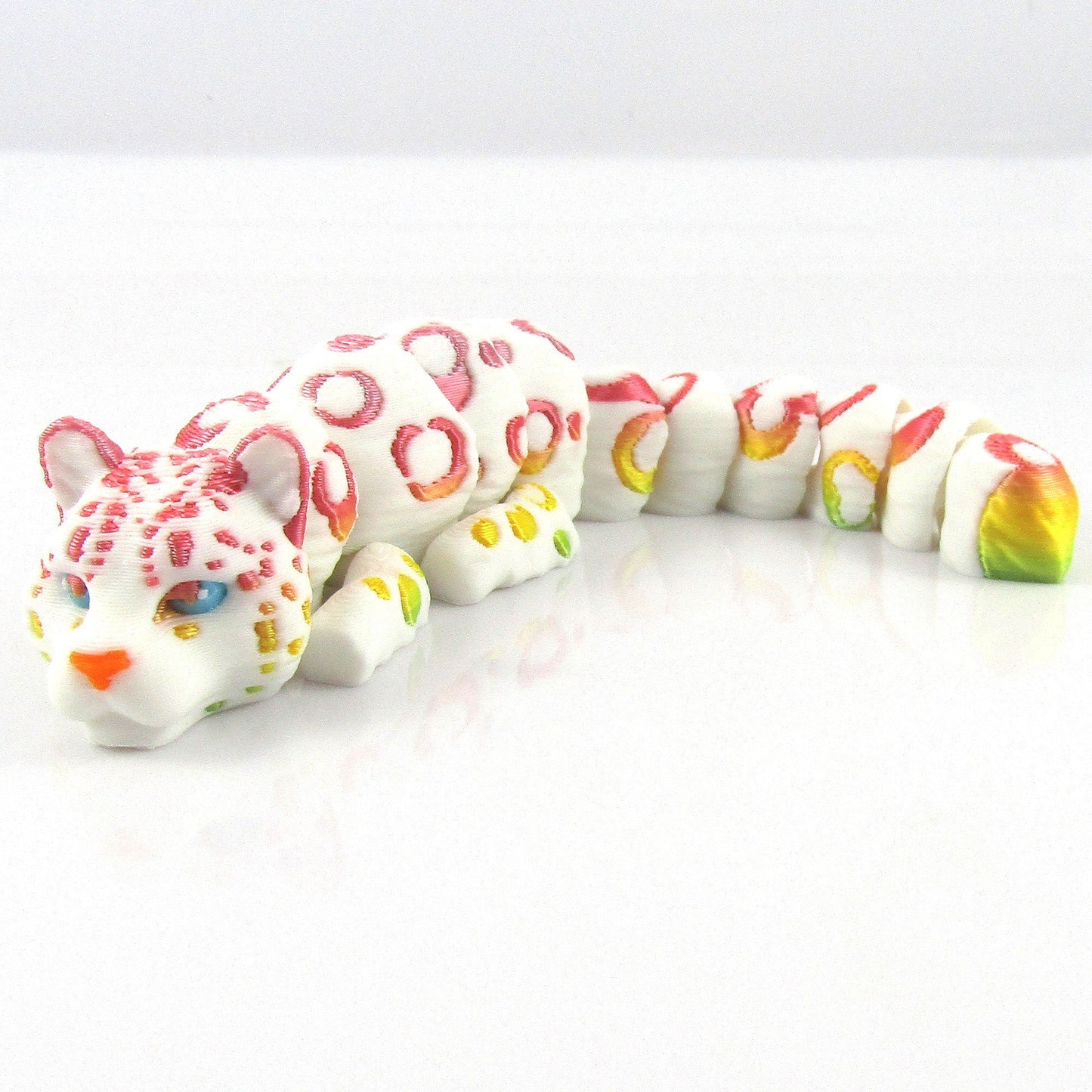 Articulated Baby Rainbow Snow Leopard 3D Fidget Toy Desk Decoration Gift