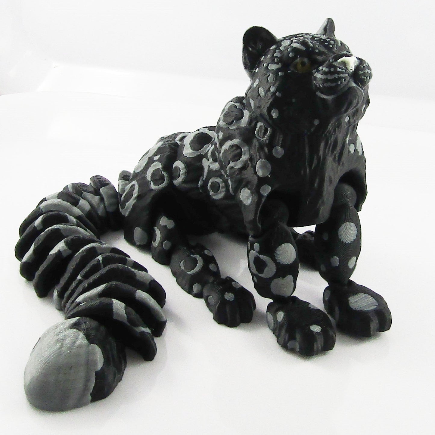 Articulated Posable Dark Snow Leopard 3D Fidget Toy Desk Decoration Pick Size