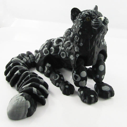 Articulated Posable Dark Snow Leopard 3D Fidget Toy Desk Decoration Pick Size