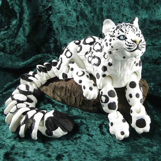 Articulated Posable Snow Leopard 3D Fidget Toy Desk Decoration Select Size