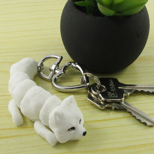 Articulated Baby Artic Wolf 3D Fidget Toy Keychain Bag Tag Decoration