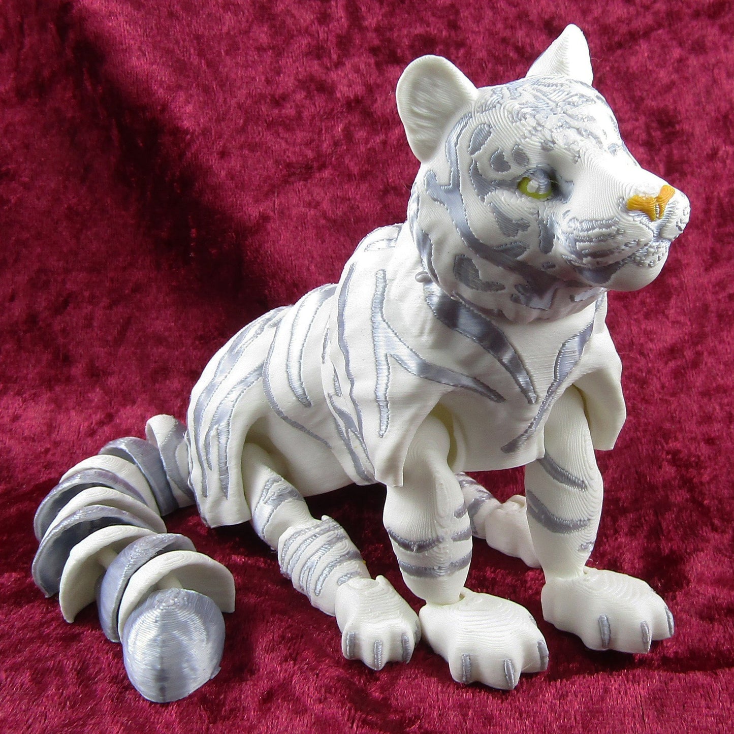 Articulated Posable Silver Tiger Big Cat 3D Fidget Toy Desk Decoration Pick Size