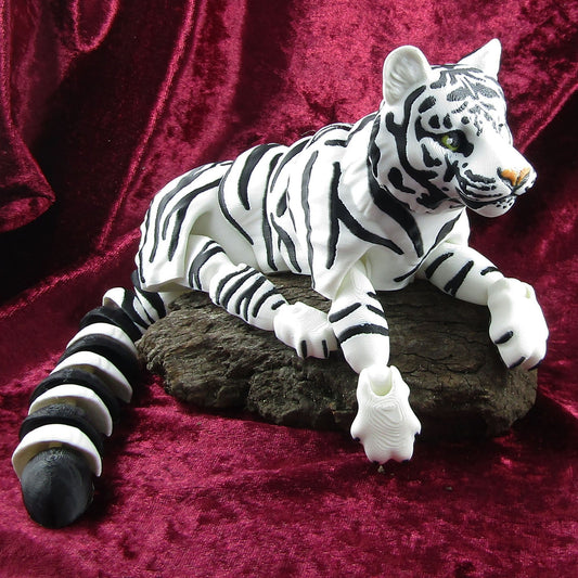Articulated Posable White Tiger Big Cat 3D Fidget Toy Desk Decoration Pick Size