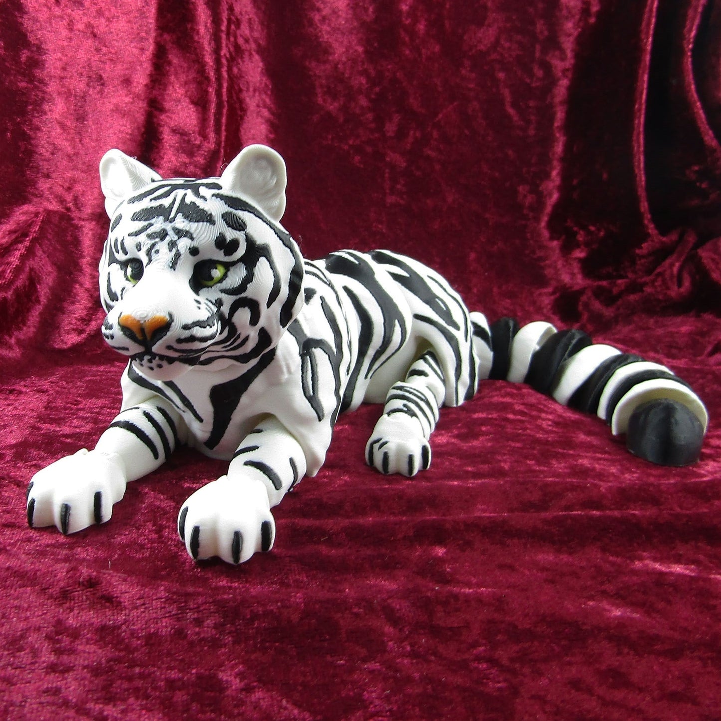 Articulated Posable White Tiger Big Cat 3D Fidget Toy Desk Decoration Pick Size