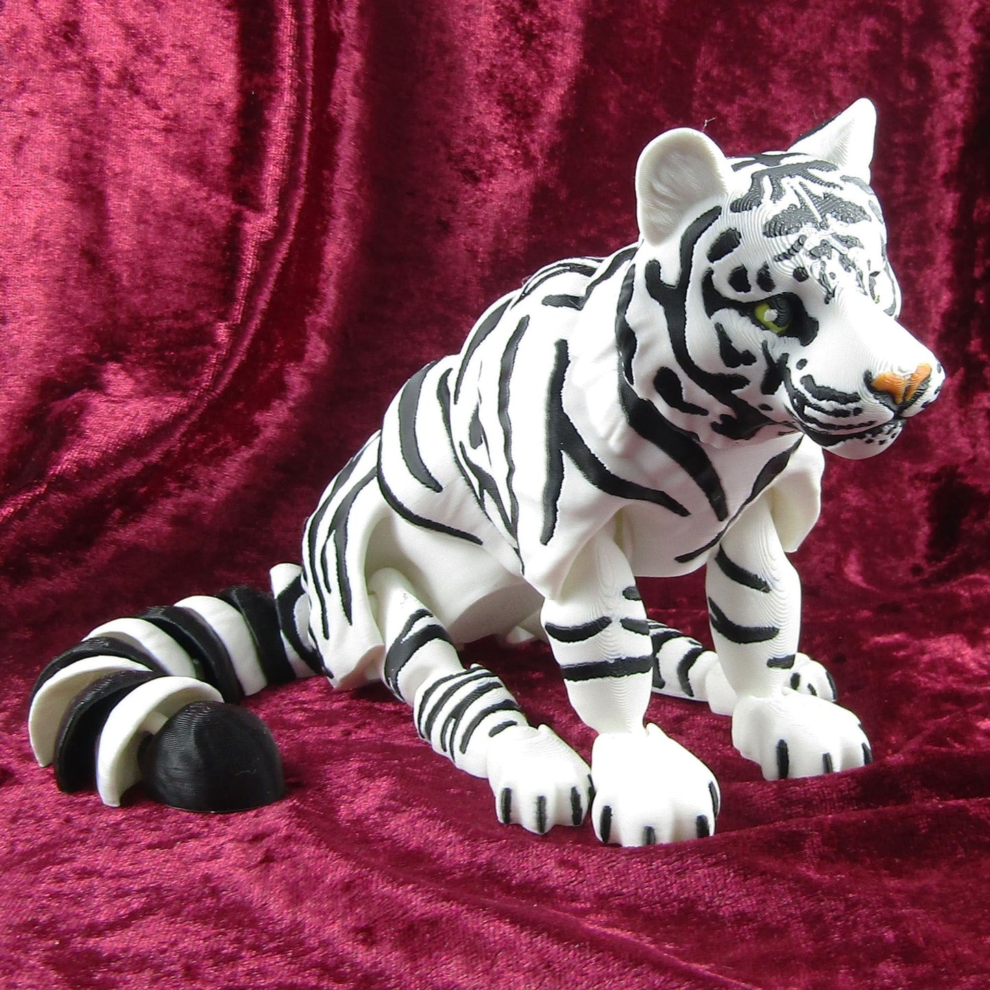 Articulated Posable White Tiger Big Cat 3D Fidget Toy Desk Decoration Pick Size