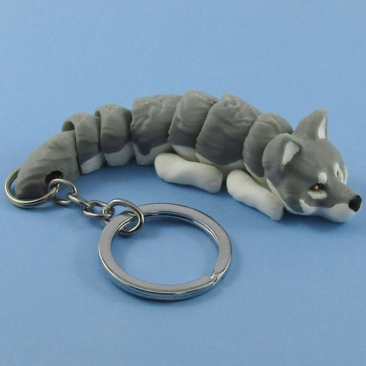 Articulated Baby Wolf 3D Fidget Toy Keychain Bag Tag Decoration