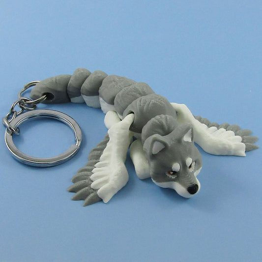 Articulated Winged Baby Wolf 3D Fidget Toy Keychain Bag Tag Decoration