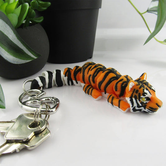 Articulated Baby Tiger 3D Fidget Toy Keychain Bag Tag Decoration