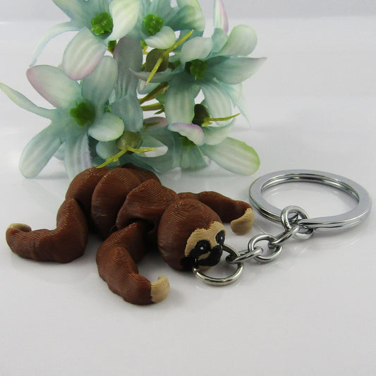 Articulated Baby Sloth 3D Fidget Toy Key chain Bag Tag Decoration