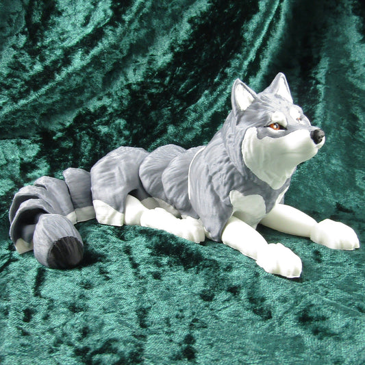 Articulated Posable Silver Wolf 3D Fidget Toy Desk Decoration Pick Size