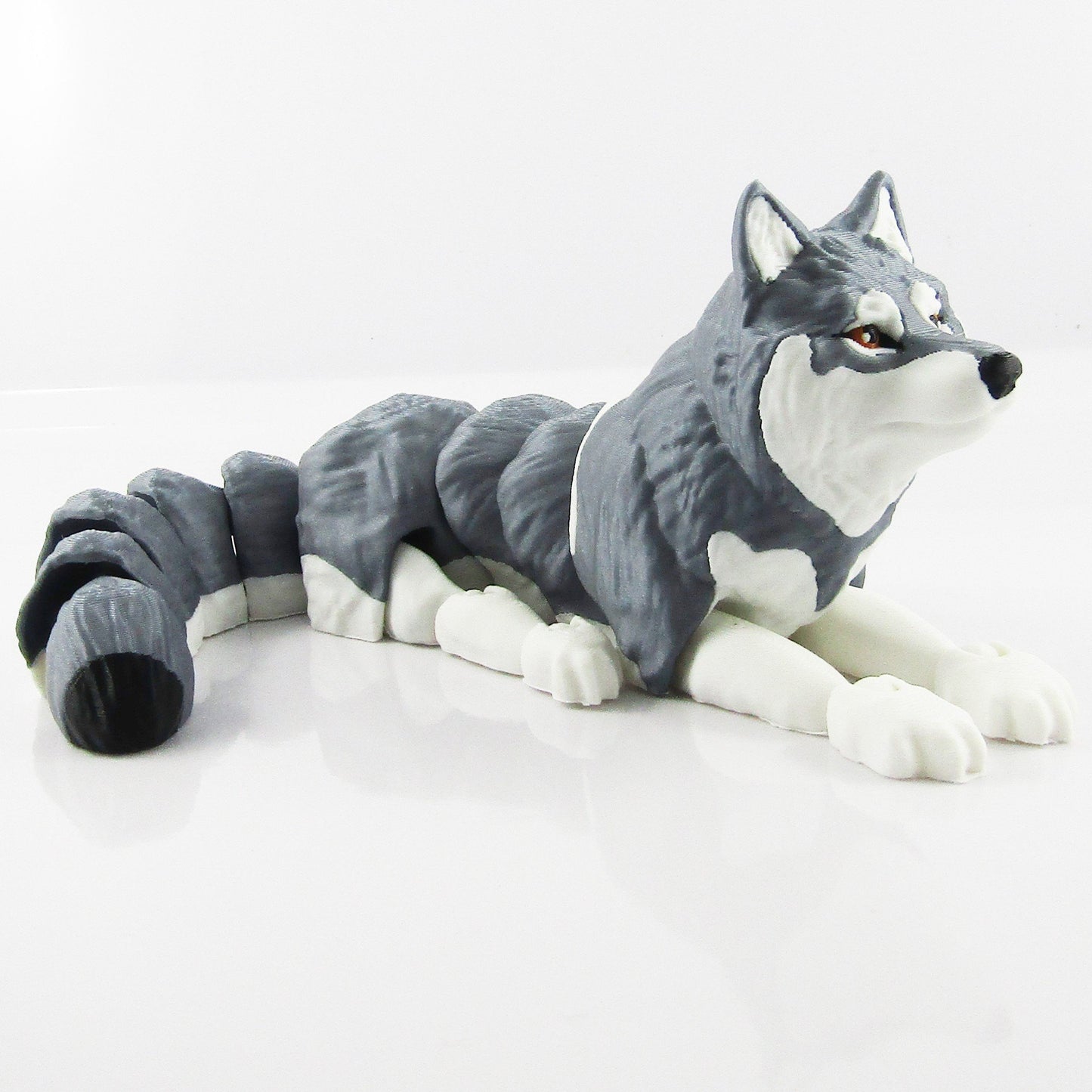 Articulated Posable Silver Wolf 3D Fidget Toy Desk Decoration Pick Size