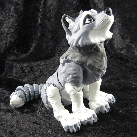 Articulated Posable Smiling Wolf 3D Fidget Toy Desk Decor Select Colours