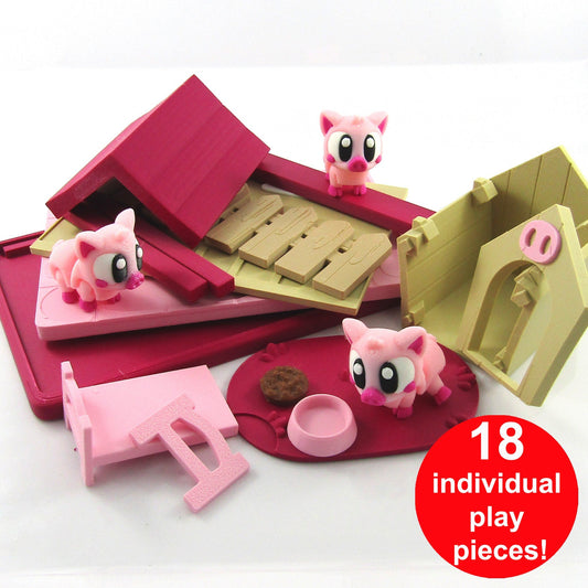 Piggy Playset – Cute Mini Farm Animal Scene
