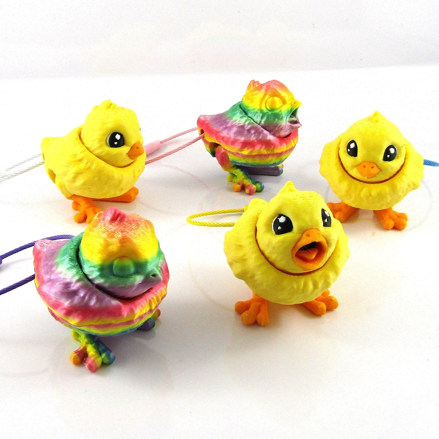 Articulated Posable Easter Chick and Egg Bagtag Keychain