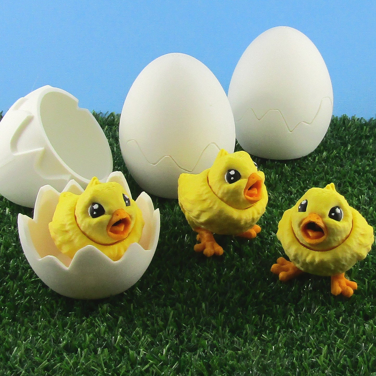 Articulated Posable Easter Chick and Egg 3D Fidget Toy Desk Decor