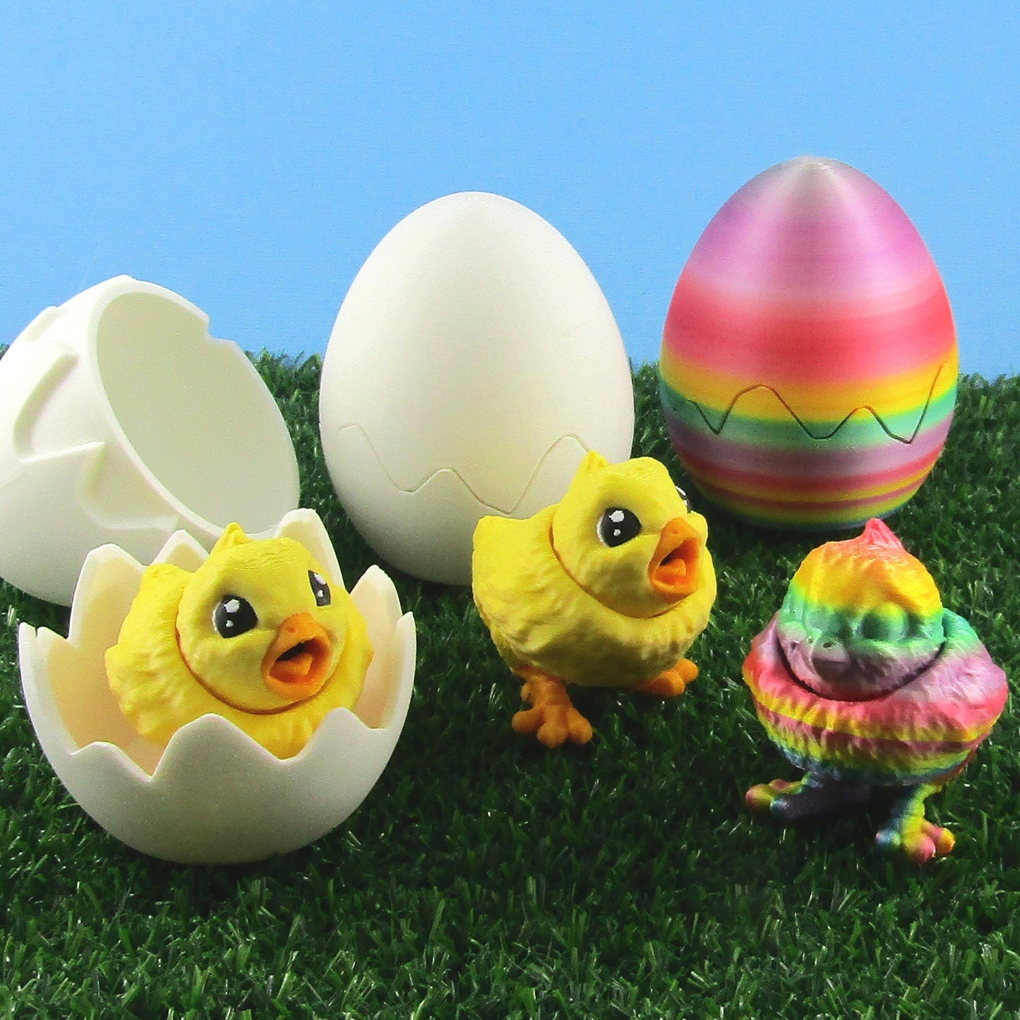 Articulated Posable Easter Chick and Egg 3D Fidget Toy Desk Decor