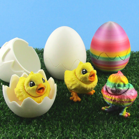 Articulated Posable Easter Chick and Egg 3D Fidget Toy Desk Decor