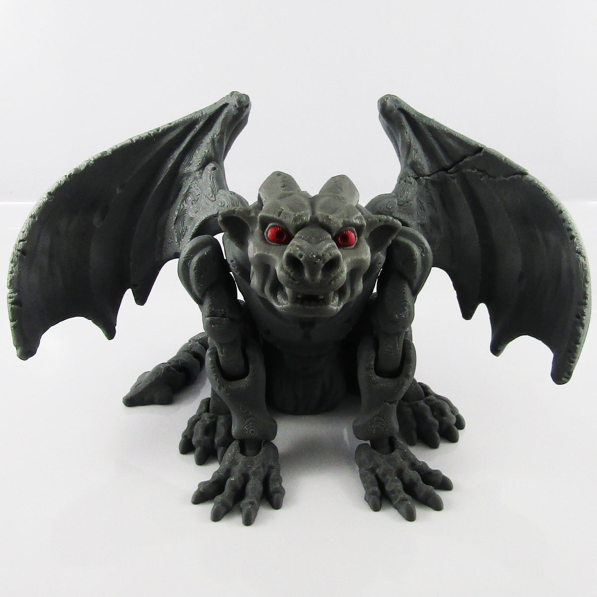 Articulated Stone Gargoyle Figurine – 3D Printed, Posable Wings, 150mm Display