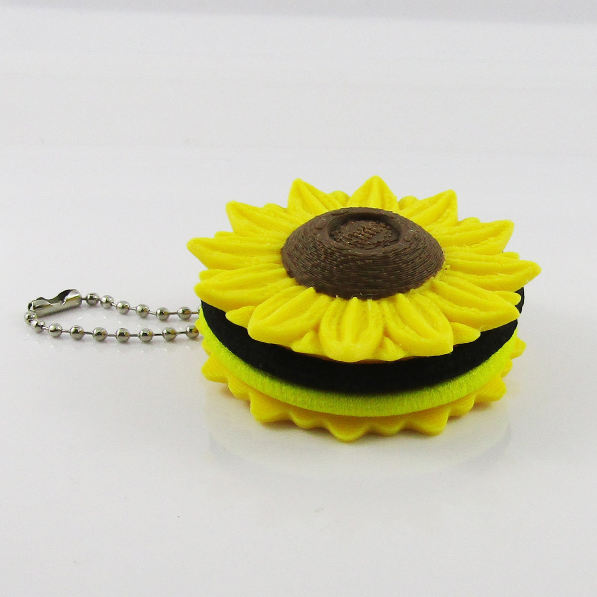 Sunflower Hair Tie Holder Keychain & Bag Tag – Floral Accessory – Bonus hair tie
