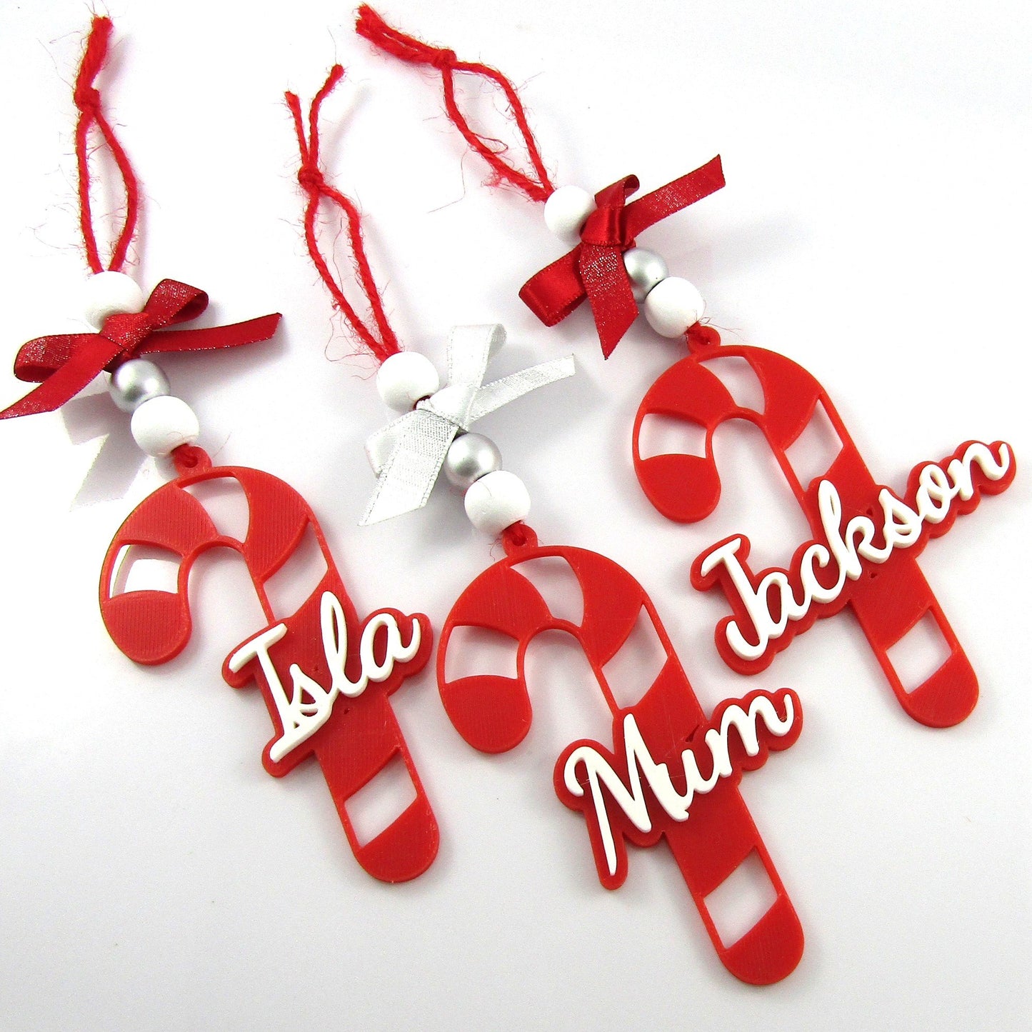 Personalised 3D Candy Cane – Custom Christmas Decoration, Custom Name Ornament
