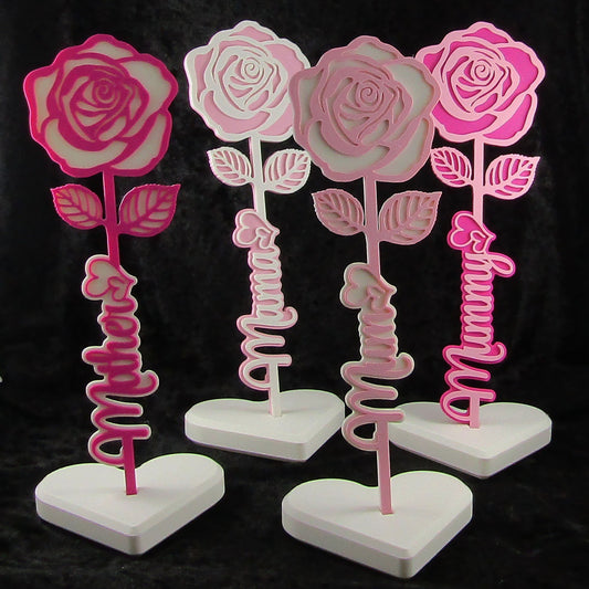 Personalised Mothers Day Rose with Stand