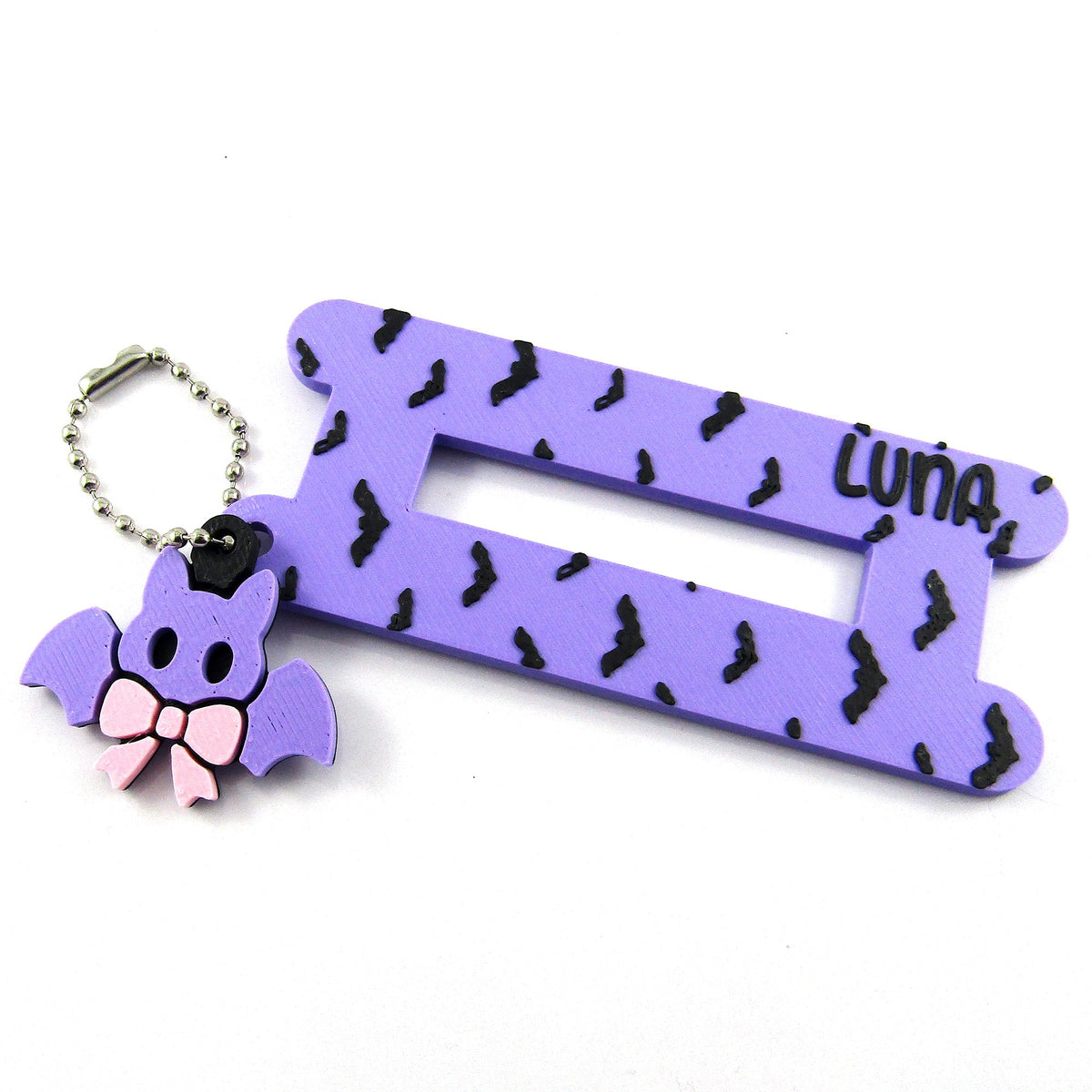 Personalised Vampire Bat Hair Tie Keeper with Baby Bat Charm – Gothic Accessory