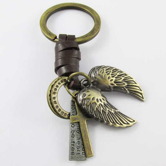 Double Angel Wing Keychain Keyring 92mm